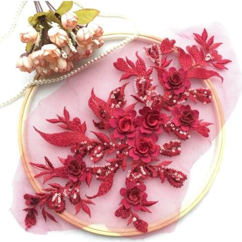 1Piece Three-dimensional Lace Fower Wedding Dress Headdress Dance Performance Clothing Accessories DIY Lace Fabric Applique