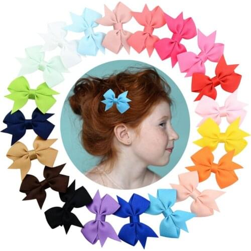 10pcs/lot 5.5cm' Plain Ribbon Bows With Hair Clips For Kids Girls Mini Hair Bows Barrettes Hairpins Hairgrips Hair Accessories