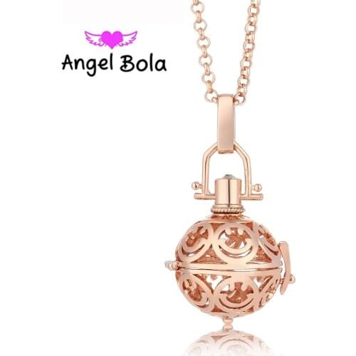 10pcs /Wholesale 20.5mm Angel Bola Harmony Caller Smiling Face Pattern Cage Pendant Sound Pregnant Necklace Jewlry L030