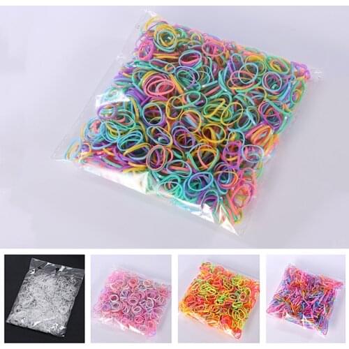 1000 Pcs/Set One Time Mini Rubber Bands Kids Headwear Small Rubber Elastic Braids Plaits Braiding Women Hair Bands Transparent