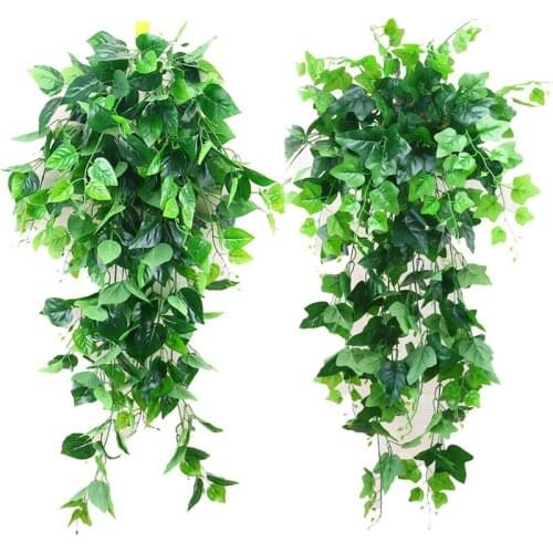 105CM Real Touch Plastic green Leaf Garland Plants Vine Fake Foliage Flowers Home Decor Plastic Artificial Flower Rattan string