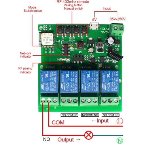 2pcs EWeLink Smart Home APP WiFi Switch Light RF 433Mhz Relay Module Timer Alexa Google Home Nest, IFTTT Timer Switch Module