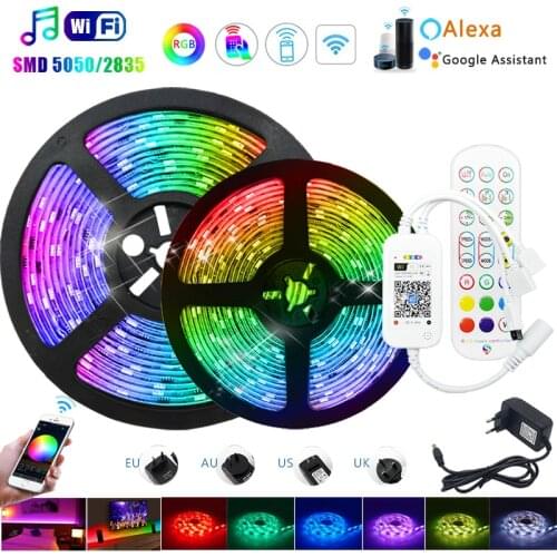 20M New Music WiFi Luces LED Strip Light 5M 10M 15M 5050 SMD 2835 Flexible Ribbon luces led light strip tira fita decoration