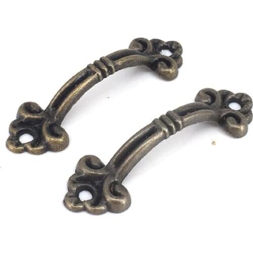 20PCS 48mm*14mm Metal Mini Pulls Gift Box Jewelry Box Handle Bureau Bronze Knobs Drawer Cabinet Pulls