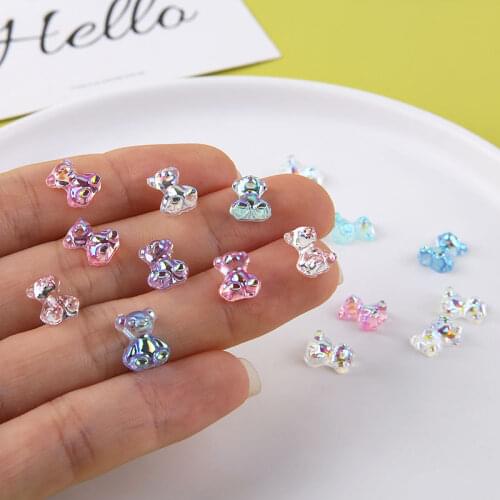 20pcs Transparent Cartoon Cute Resin Earrings Colorful Animal Bear Patch DIY Jewelry Earring Hairpin Hair Accessories Material