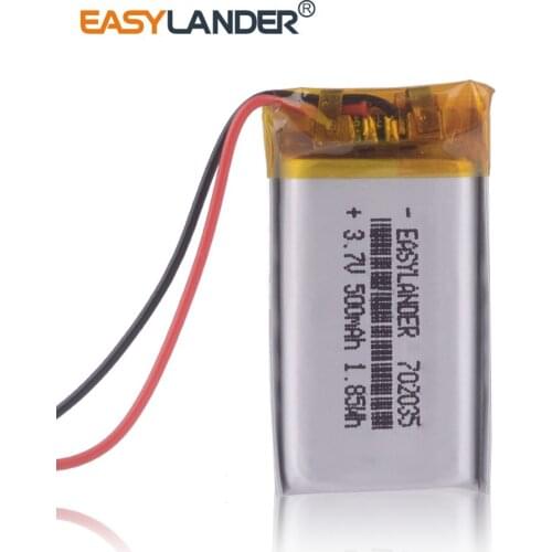 3pcs/Lot 3.7V 500mAh 702035 Lithium Polymer Li-Po Rechargeable Battery For bluetooth speaker MP5 GPS DVD PDA PDA LED Light Li-io