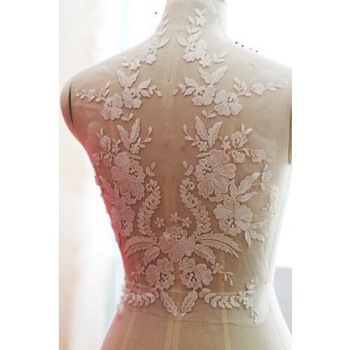 5 pcs/lot Beautiful cotton embroidery Lace Applique Wedding Veils Gown Applique Floral Embroidery Applique Lace 40 x 31 cm