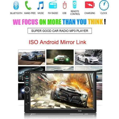 7 Inch 2 DIN HD Car Radio Head Unit Car Stereo Bluetooth MP5 Player Touch Screen BT Radio FM USBAUX Hands-free Calls