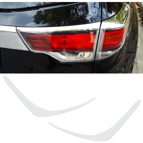 Car 3D Stickers Rear Tail Light Lamp Frame Styling ABS Chrome Cover Trim Eyebrow Hood 4pcs For Toyota Highlander 2014 2015 2016