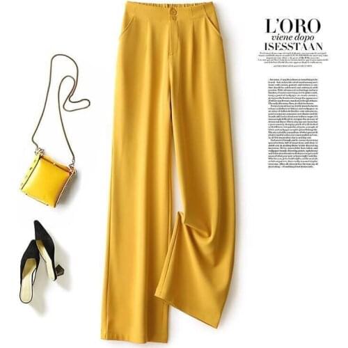 Womens wide-leg pants high waist draping spring and summer new Korean loose straight-leg mopping chiffon suit pants Dropshippin