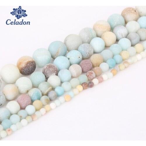 Natural Stone Beads Dull Polish Matte Amazon Beads For Jewelry Making DIY Bracelet 4mm 6mm 8mm 10mm 12mm Strand 15
