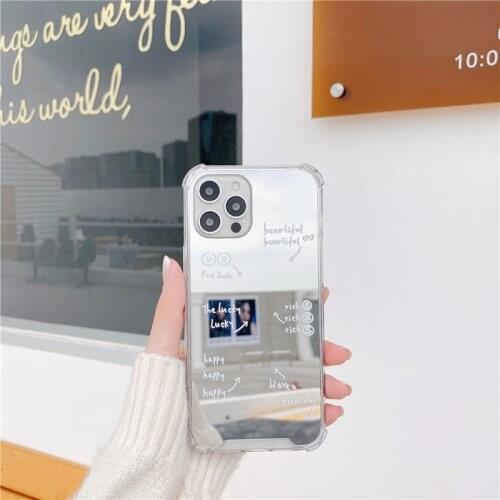 Korea Mirror English Letter Phone Case For iPhone 12 11 Pro Max XR XS Max 7 8 Plus SE2020 TPU Shock Proof Phone Back Cover