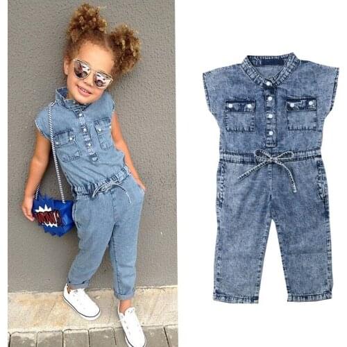 Kids Baby Girls Clothes Clothing Trousers Jumpsuit Playsuit Toddler Infant Girl Long Pants Denim Jeans Overalls Dungarees