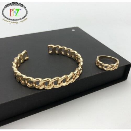 F.J4Z Fashion Hit-Hop Women Bangles Simplicity Alloy Metal Chain-shape Cuff Bangles Hand Bracelets Jewelry Gifts Dropship