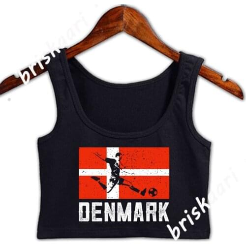 Danish Flag Soccer Player Grunge Style Crop Top Vintage Tops Spring Autumn Designing O Neck Gift Formal Comfortable Female Vest