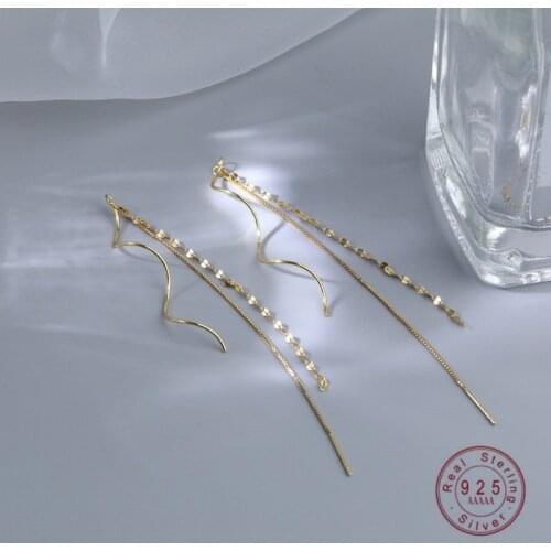 HI MAN 925 Sterling Silver French Simple Tassel Irregular Stud Earrings Women Classic Fashion Engagement Gewelry Gift