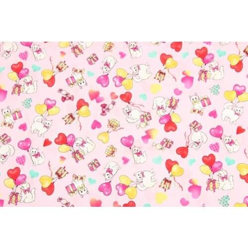 110cm Width Cartoon Cat Heart Balloon Printed Cotton Fabric For Boy/Girl Cloth Hometextile Cushion Cover DIY Sewing