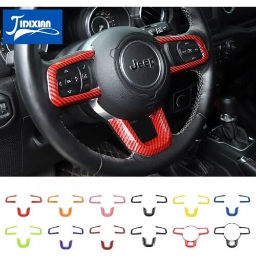 MOPAI ABS Car Steering Wheel Decoration Cover Stickers for Jeep Wrangler JL 2018+ Accessories for Jeep Gladiator JT 2018