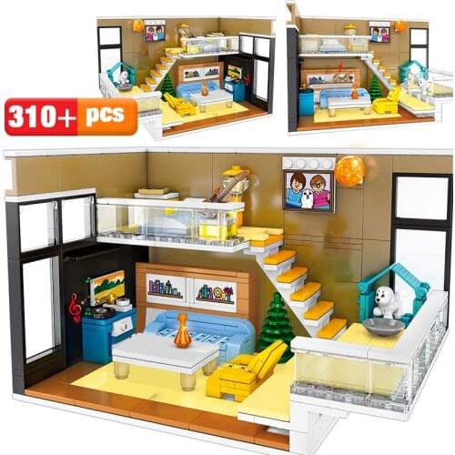 Creator Nordic Apartment House Model Building Blocks City Street View Restaurant Figures DIY Bricks MOC Toys For Kids Gift Idea