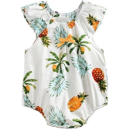 2020 Summer Toddler Girls pineapple & floral Sleeveless Cotton Rompers Jumpsuit baby Outfit Sunsuit Clothes
