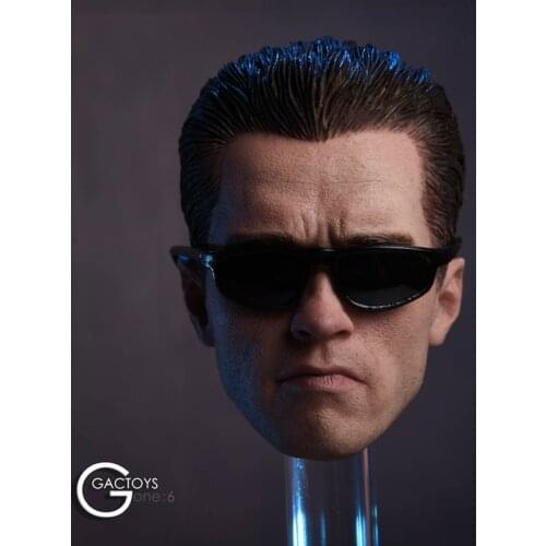 1/6 Scale Arnold Schwarzenegger Head Sculpt with Glasses Head Carving Model Terminator 2 T800 For 12" Action Figure Collectible