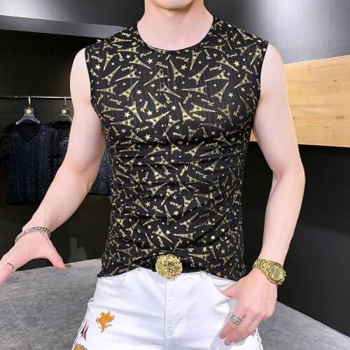 Tank Top Summer Men Round Neck Wide Men Vest Silk Vest Tide Brand Mens Hip Hop Tank Tops Sleeveless For Men Funny T Shirts