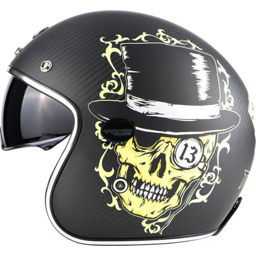 TORC carbon fiber motorcycle helmet vintage JET open face helmet motorbike motocross jet retro capacete inner visor moto