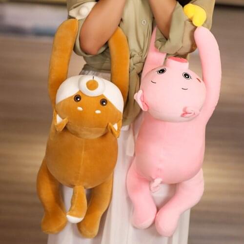 Soft Plush Animal Pillow Long Arms Stuffed Pig Dog Toy Huggable Pillow Kids Christmas Gift