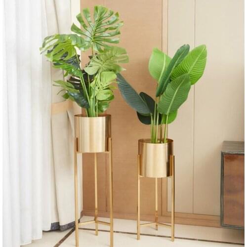 75cm 90cm 120cm Floor Standing Vase Fireplac Side Decor Flower Vase Stainless Steel Planter Gold Shelf