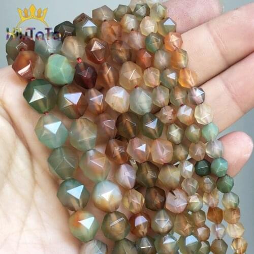 Natural Faceted Peacock Agates Beads Loose Stone Beads For Jewelry Making DIY Bracelet Necklace 15'' Strands Pick Size 6/8/10mm