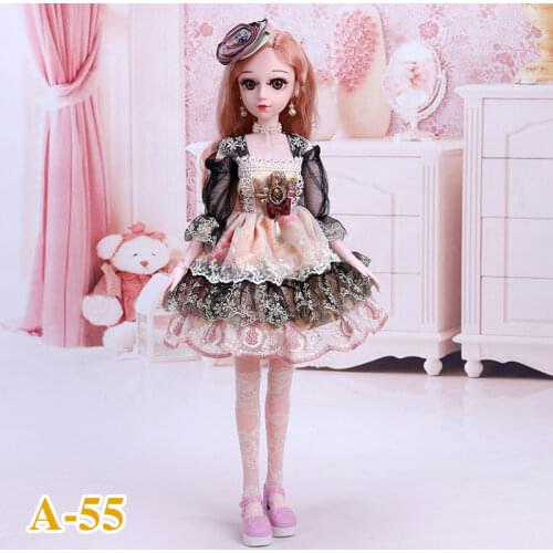 Country Style 60cm Doll Clothes Skirt Dress Up Set 1/3 BJD Doll Princess Wedding Dress for Doll Accessories