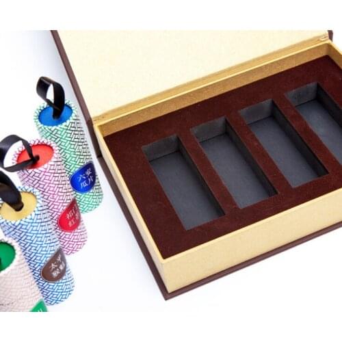 Luxury embossing rose gold logo gift box with ribbon row ---DH12036