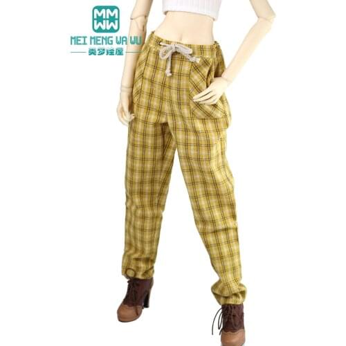 Fits 1/3 BJD SD DD BJD doll clothes accessories Fashion Plaid casual trousers gray, black, yellow