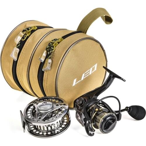 Portable Fishing Reel Bag Protective Canvas Double Layer Shockproof Spinning Raft Reel Fishing Pouch Bag Fishing Accessories