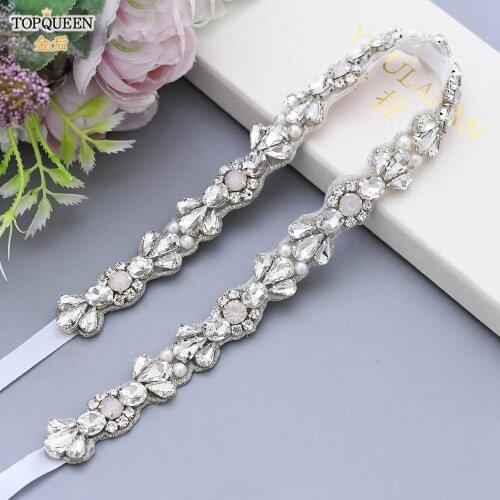 TOPQUEEN S472 Wedding Belt for Bride Dress Shiny Rhinestone Belt Jewel Belts for Wedding Dress Sparkly Dress Belt for Women