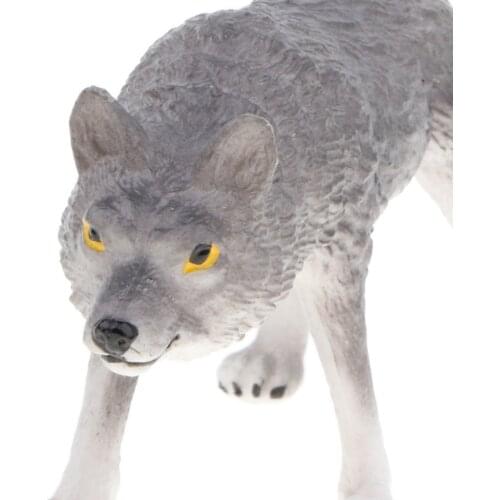Realistic Wild Animal Grey Walking Wolf Model Figure Kids Educational Toy Gift Home Decor