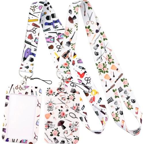 LT785 Trendy Hair Stylist Essential Neck Strap Lanyards Keychain Badge Holder ID Card Pass Hang Rope Lariat Lanyard Accessories