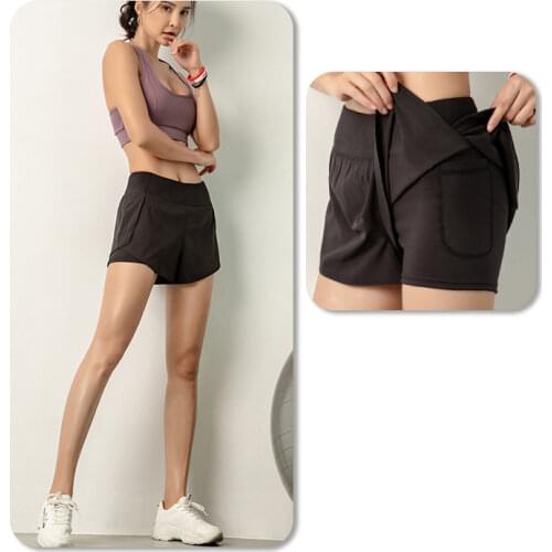 2 In 1 Women Yoga Sports Shorts Summer High Waist Fitness Jogger Running Short Pants Girl Anti-glare Workout Quick Dry Shorts