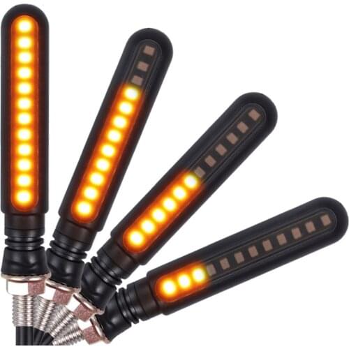 2Pair Motorcycle Turn Signals E4 Mark LED Flowing Water Flashing Stop Signals Tail Indicator Running Light DRL Flasher For Honda