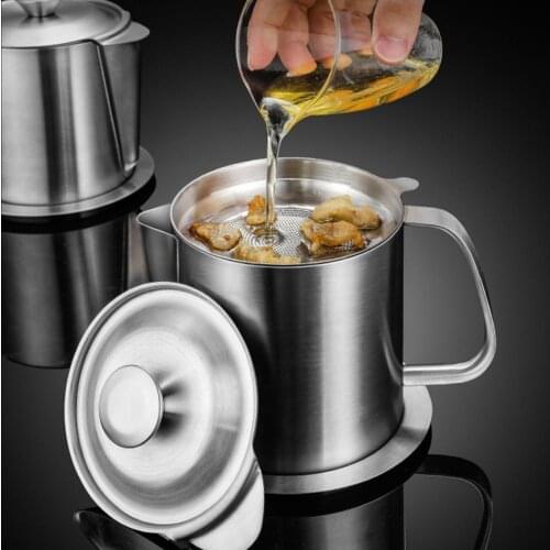 Grease Strainer Dripproof Base Temperature Resistance Easy Washing Oil Container with Removable Filter Anti-scalding Handheld