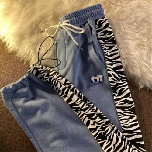 Zebra Stripes Sweatpants 2021 New Joggers For Women Baggy Pants Beam Feet High Waist Pants Sport Casual Drawstring Trousers