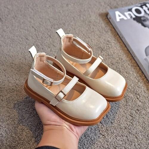 Girls Fashion Soft Leather Single Shoes Roman Kids Princess Wedding Party Leather Shoes Square headed Child Moccasins Toddler