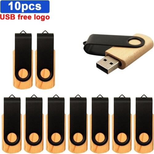 10pcs/lot USB Flash Drive usb wooden Personalize logo USB Pen Drive 8GB USB Memory Stick 128GB 64GB 32GB Pendrive For wedding