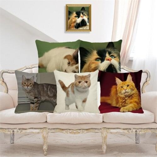XUNYU Cute Pet Cat Cushion Cover 45X45cm Pillow Case Home Decorative Throw Pillowcase Cover for Sofa Car Cojines D0094
