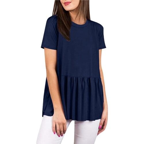 Solid Color O-Neck All-Match Tshirt Women 2021 Casual Streetwear Women Tee Shirt Short Sleeve T-shirt Pleated Skirt Chemise