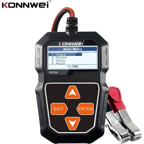 KONNWEI KW208 Battery Tester Car Digital 12V 100-2000CCA Cranking Charging System Test Tool Automotive Battery Capacity Tester