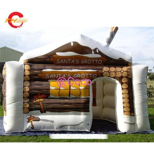 Free air ship to door!2018 hot selling Christmas holiday inflatable Santa grotto, inflatable Christmas house decoration