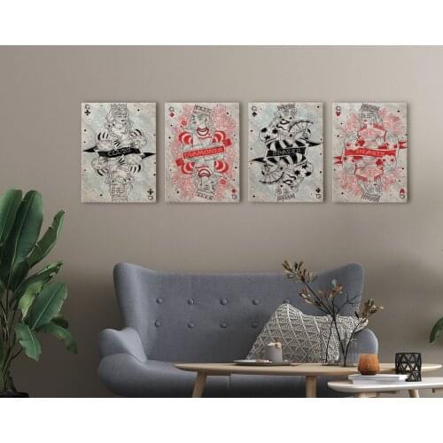 BK Home Playing Cards design 4'lü Canvas table 50x70cm-3