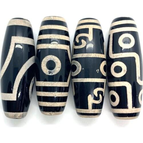 Natural Black Agate Dzi Beads Hidden Eye Dzi Beads Mysterious Evil Healing Energy Stone Religious Jewelry Accessories 20x55Mm