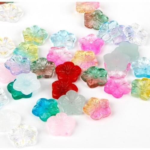 13x13mm Glass Five Flower Shape Czech Beads Hole 1.5mm for Pendant Earrings Jewelry Making Supplies